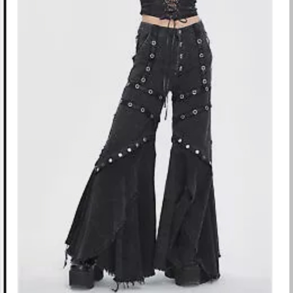 *SOLD* Devil fashion flared eyelet pants